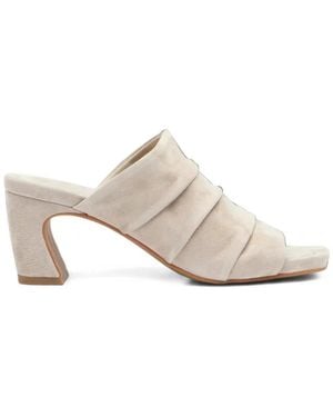 Ash Eva Ruched Heeled Sandals - White