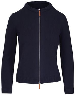 Lafayette 148 New York Zip-Up Knitted Cardigan - Blue