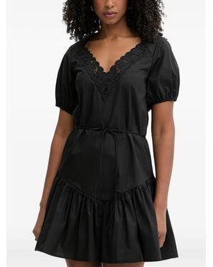 Twinset Lace-Trim Ruffled Mini Dress - Black