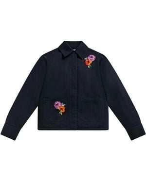 Area Flower Embellished Cargo Jacket - Blue