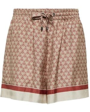 Brunello Cucinelli Patterned Silk Shorts - Brown