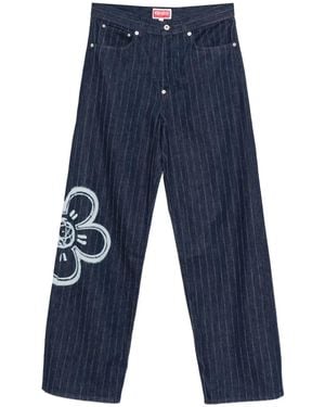 KENZO Wide-Leg Pinstripe Jeans - Blue