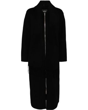 Goen.J Detachable-Muffler Zip-Up Coat - Black