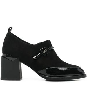 Linda Baumann Paneled Block-Heel Pumps - Black