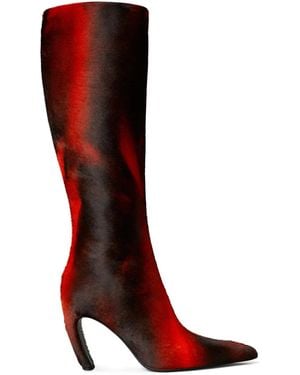 Tory Burch Tall Printed Calf Hair Boot - Red