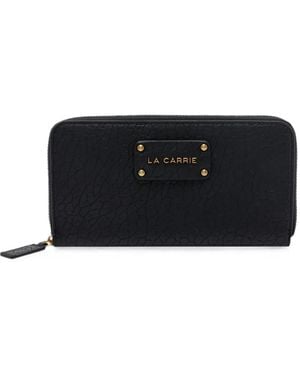 La Carrie Logo-Plaque Zip-Around Wallet - Black
