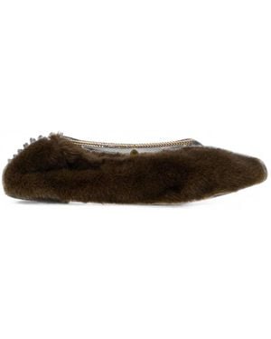 Stella McCartney Mink Ankle Chain Ballerina Flats - White