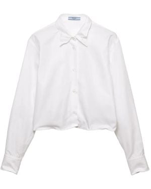 Prada Triangle-Logo Long-Sleeve Shirt - White
