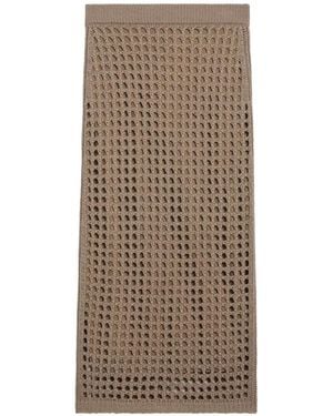 Max Mara Open-Knit Midi Skirt - Brown