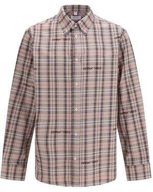 Off-White c/o Virgil Abloh Checked Flannel Shirt - Natural
