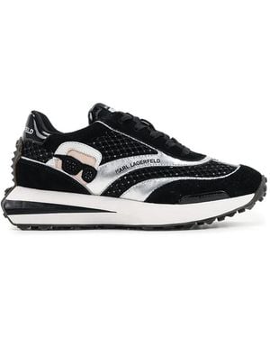 KARL LAGERFELD Embellished Paneled Sneakers - Black