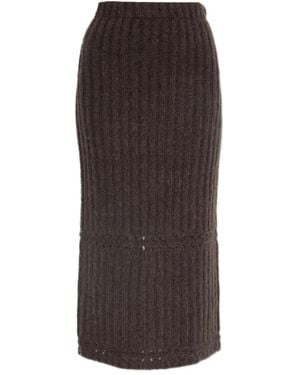 By Malene Birger Ribbed-knit Midi Skirt - Brown