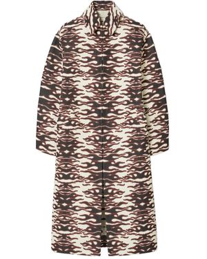 Tory Burch Flame-Jacquard Coat - Natural