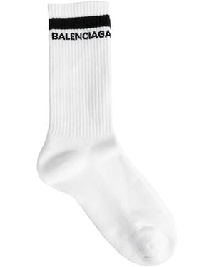 Balenciaga Calcetines De Punto Con Logo - Blanco