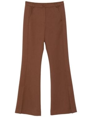 Patrizia Pepe Pantaloni Svasati Con Logo - Marrone