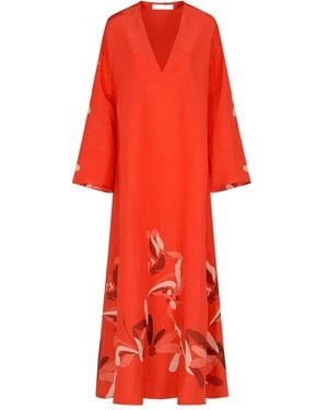 Raquel Diniz Lena Maxikleid mit V-Ausschnitt - Rot