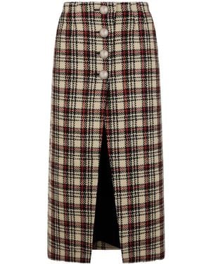 Rabanne Tartan-Pattern Midi Skirt - Natural