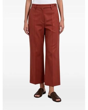 Brunello Cucinelli Pressed-Crease Cropped Pants - Red