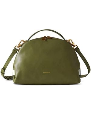 Borbonese Petit Sac À Main Bowler À Zip Incurvé - Vert