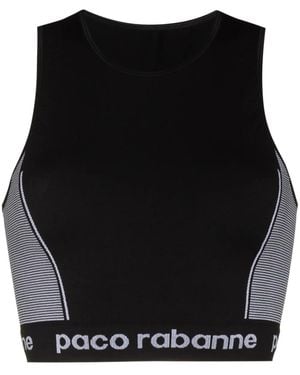 Rabanne Sujetador Deportivo Con Logo Y Sin Costuras - Negro