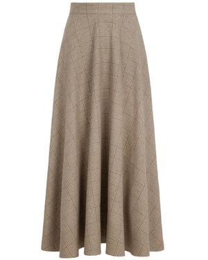 Oscar de la Renta Plaid A-Line Midi Skirt - Natural