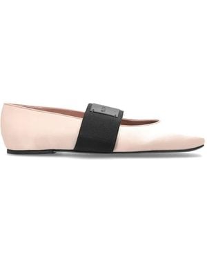 Givenchy Logo-Patch Elasticated-Strap Ballet Flats - White