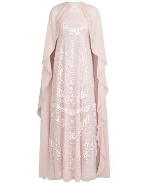 Needle & Thread Anais Sequin-Embellished Cape Gown - Pink
