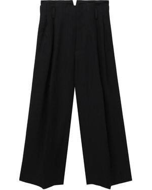 Y's Yohji Yamamoto Pantaloni Gessati Con Piega - Nero