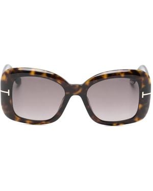 Tom Ford Lunettes De Soleil Carrées Sandra À Logo T - Grey