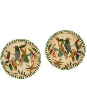 Silvia Furmanovich Orecchini Marquetry Birds - Metallizzato