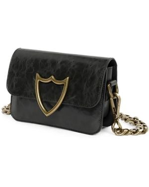 HTC Mini L.A. Logo-Plaque Leather Shoulder Bag - Black