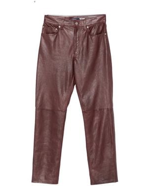 Polo Ralph Lauren Leather Wide-Leg Trousers - Red