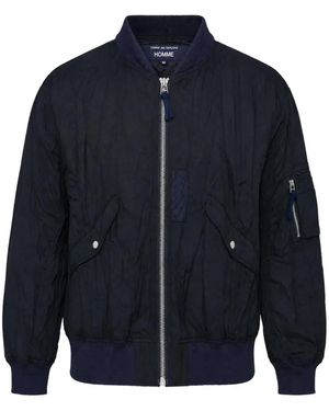 Comme des Garçons Crinkled Zip-Up Bomber Jacket - Blue