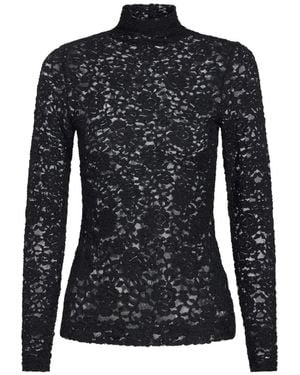 Marie Oliver Eloise Lace-Knit Top - Black