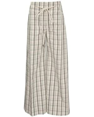 Lee Mathews Drawstring Check Trousers - White