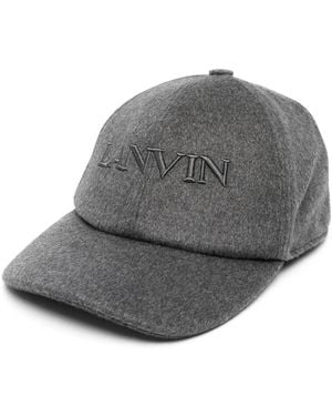 Lanvin Embroidered-Logo Wool Felt Cap - Grey