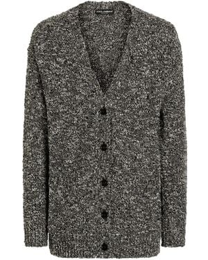 Dolce & Gabbana Cardigan Aus Meliertem Strick - Grau