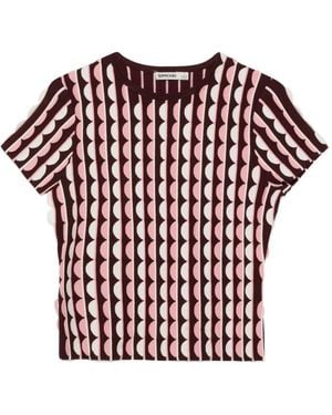 Jonathan Simkhai Kendra Scalloped Knit T-Shirt - Red