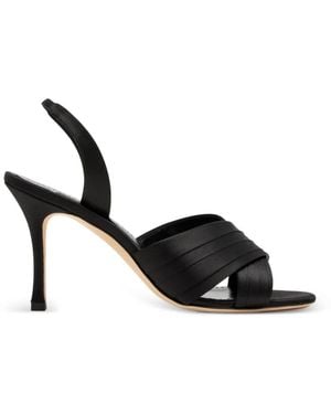Manolo Blahnik Vierasan Crossover-Strap Slingback Sandals - Black