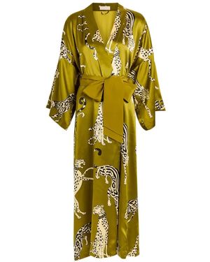 Olivia Von Halle Queenie Chanson Printed Belted Robe - Yellow