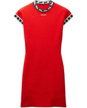 Versace Cotton Knit Mini Dress - Red