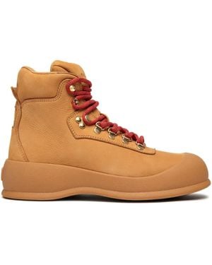 Bally Logo-Debossed Leather Hiking Boots - Brown