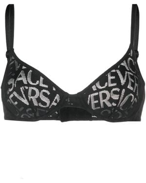 Versace Allover Mesh Underwire Bra - Black