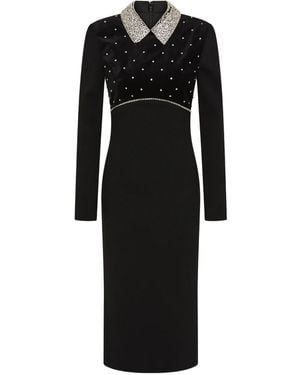 Rebecca Vallance Alistair Embellished-Collar Midi Dress - Black