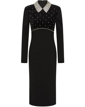 Rebecca Vallance Alistair Embellished-Collar Midi Dress - Black