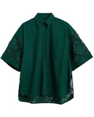 Essentiel Antwerp Camisa Oversize Con Encaje Incorporado - Verde