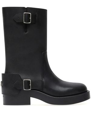 Courreges American Calf Leather Boots With Buckles - Black