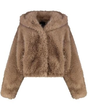 BB COUTURE フーデッド エコファージャケット - ブラウン