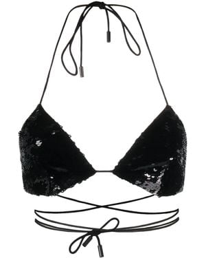 Nue Jade Sequinned Bra - Black