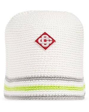 CASABLANCA Embroidered Trimmed Beanie Hat - Grey
